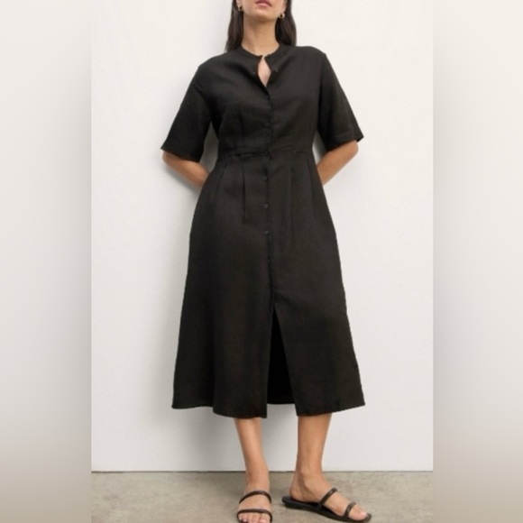 Everlane The Frolic Linen Sundress Women’s 6 Short Sleeve Deep Blue Coastal - Picture 16 of 17
